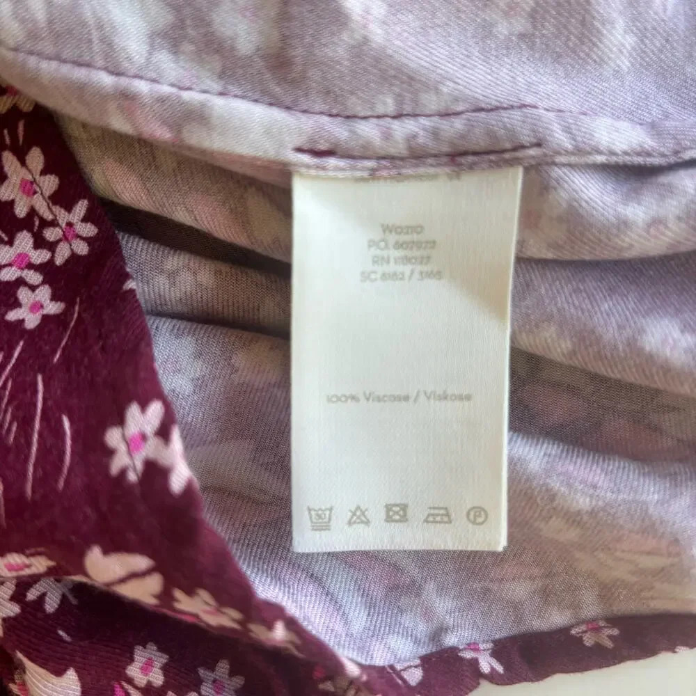 Boden Easy Midi Dress Mulled Wine Autumnal Leaves Burgundy Floral Soft Size 6P - Picture 6 of 6